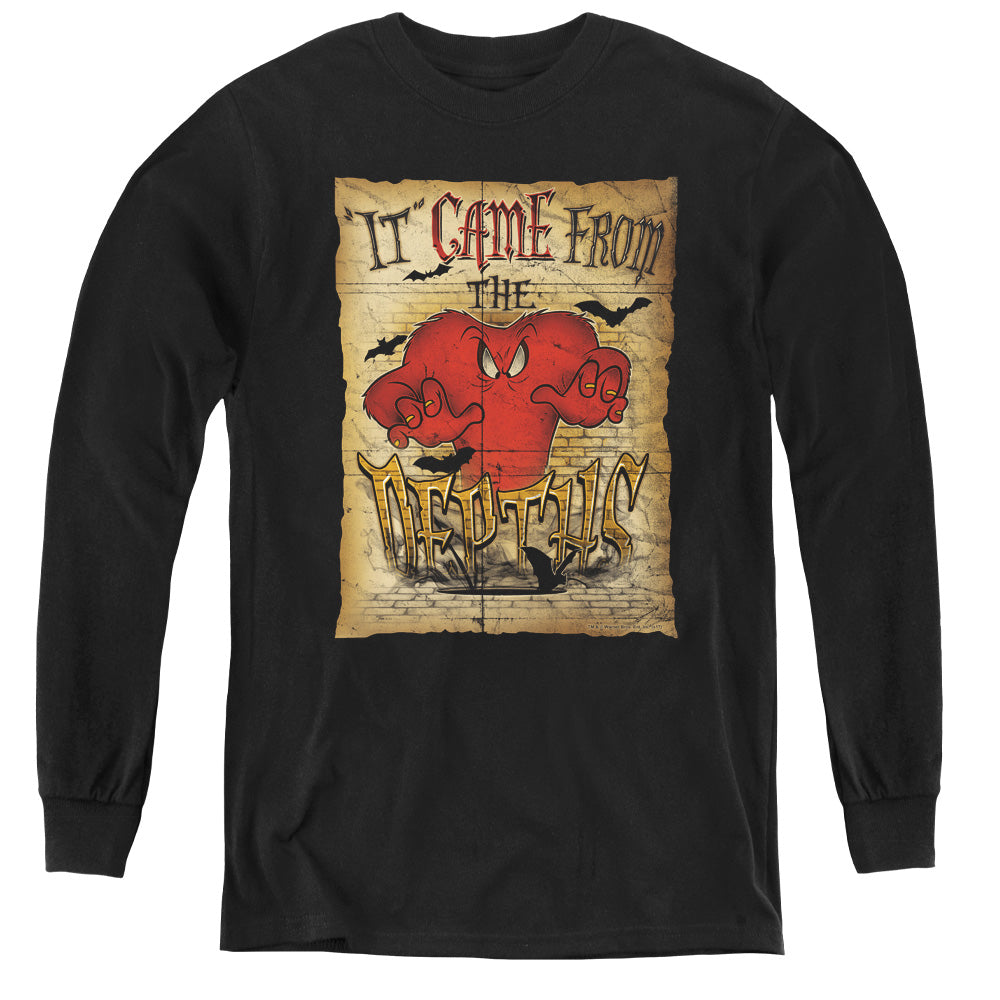 AN OFFCIALLY LICENSED LOONEY TUNES THE DEPTHS YOUTH LONG SLEEVE T-SHIRT BLACK