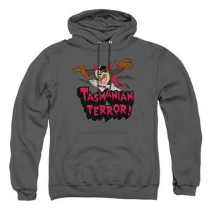 AN OFFCIALLY LICENSED LOONEY TUNES TAZ TERROR ADULT UNISEX PULLOVER HOODIE CHARCOAL