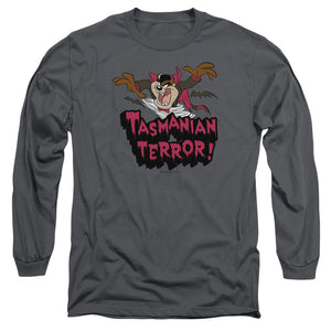 AN OFFCIALLY LICENSED LOONEY TUNES TAZ TERROR MEN'S LONG SLEEVE T-SHIRT CHARCOAL