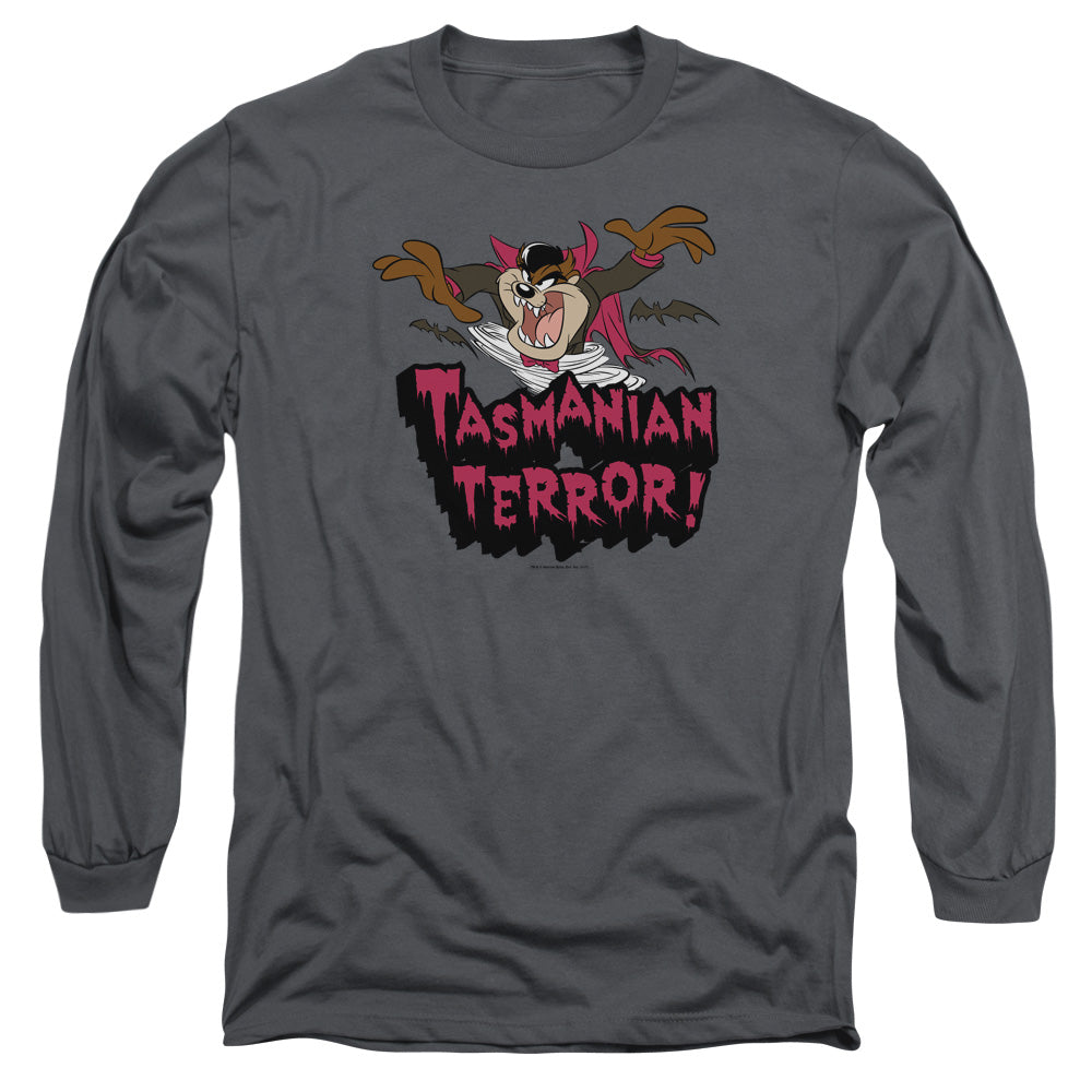 AN OFFCIALLY LICENSED LOONEY TUNES TAZ TERROR MEN'S LONG SLEEVE T-SHIRT CHARCOAL