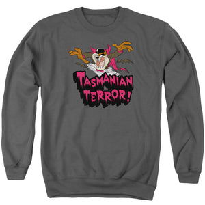 AN OFFCIALLY LICENSED LOONEY TUNES TAZ TERROR ADULT UNISEX CREWNECK SWEATSHIRT CHARCOAL