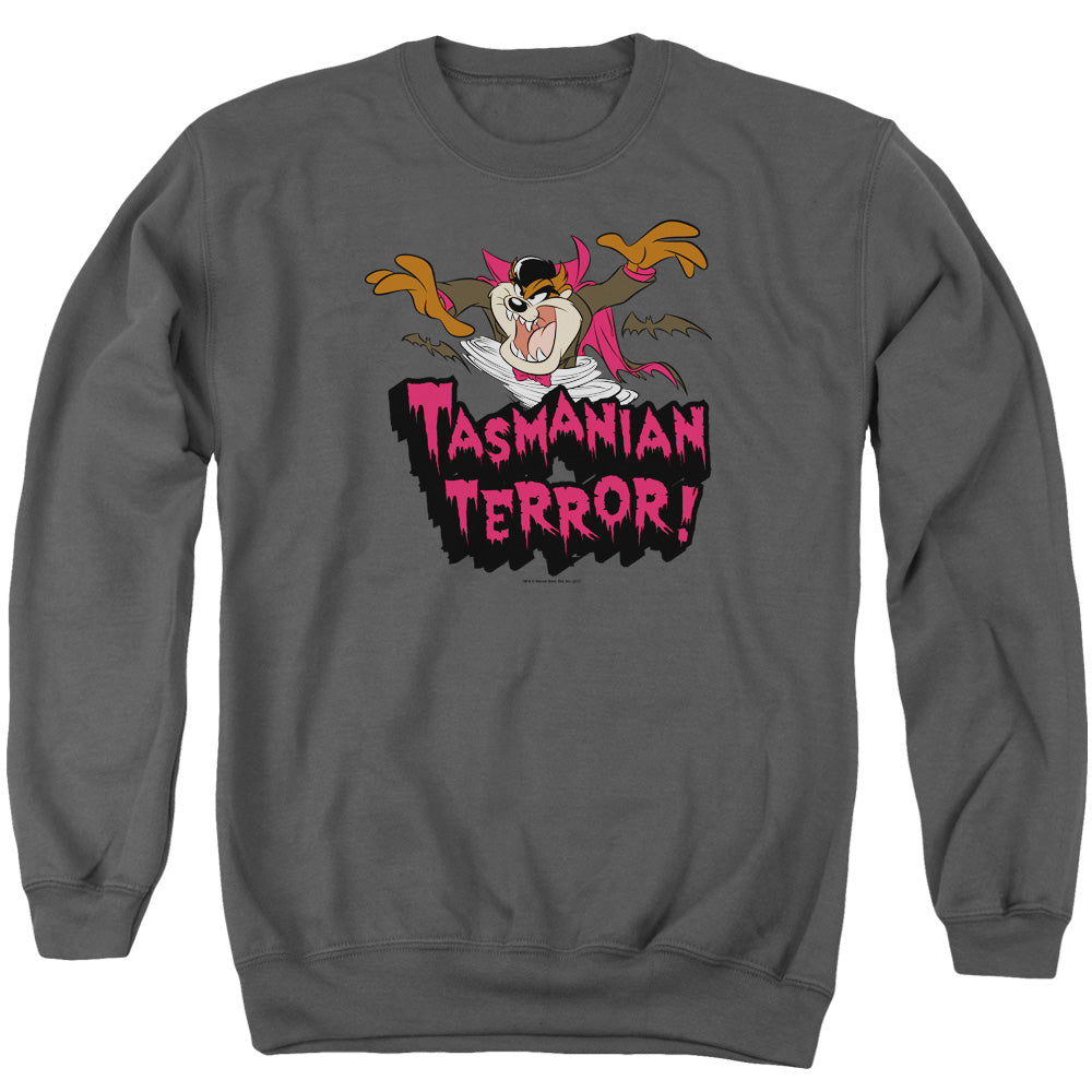 AN OFFCIALLY LICENSED LOONEY TUNES TAZ TERROR ADULT UNISEX CREWNECK SWEATSHIRT CHARCOAL