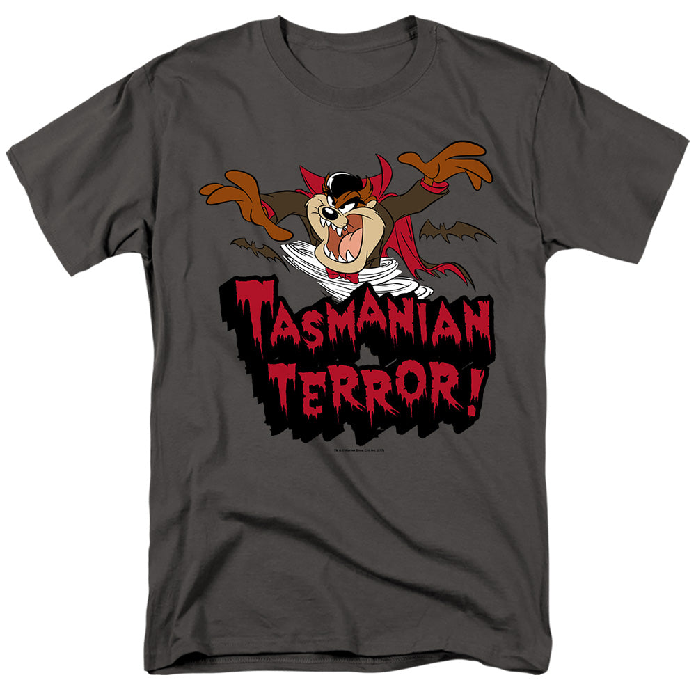 AN OFFCIALLY LICENSED LOONEY TUNES TAZ TERROR MEN'S REGULAR FIT T-SHIRT CHARCOAL
