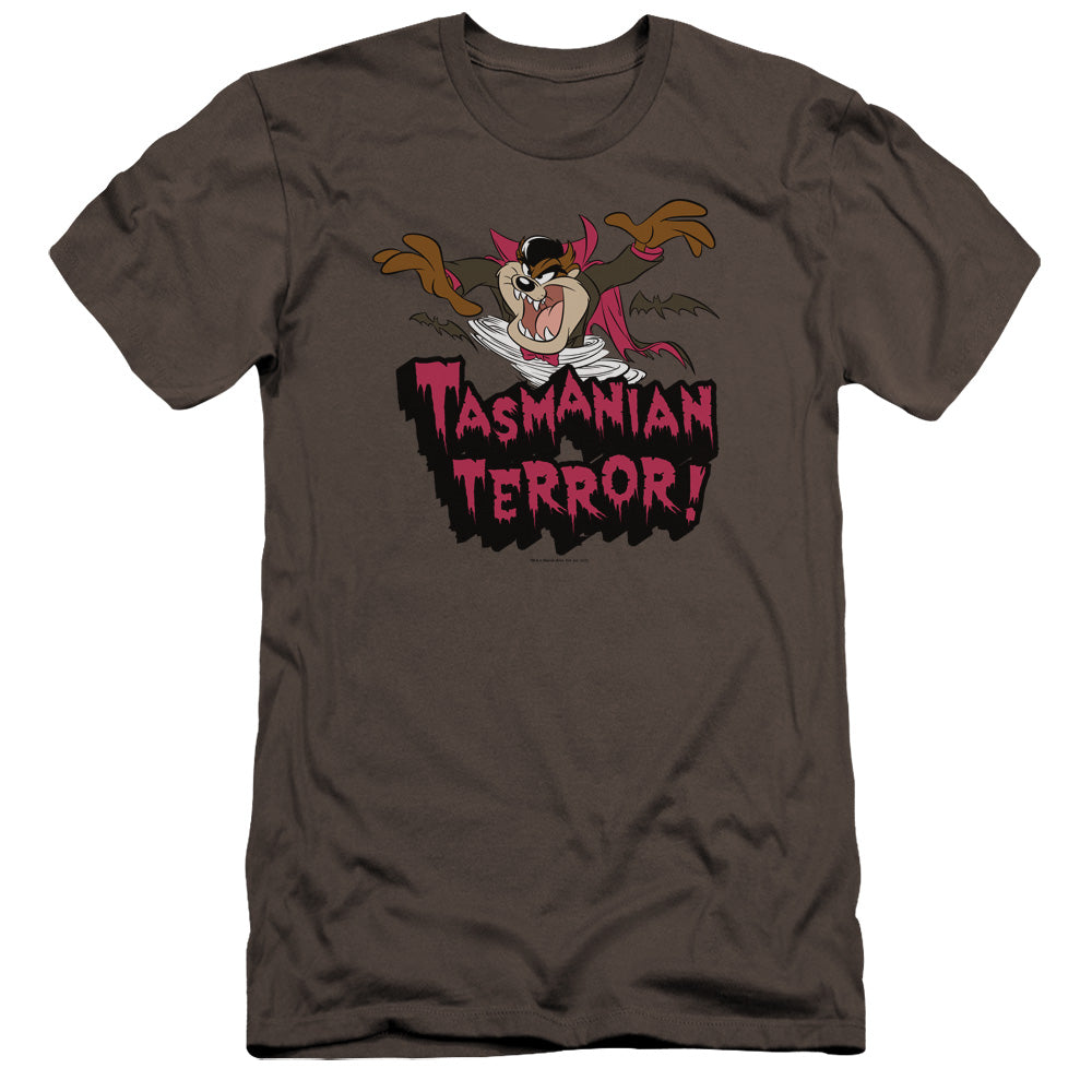 AN OFFCIALLY LICENSED LOONEY TUNES TAZ TERROR MEN'S PREMIUM SLIM FIT T-SHIRT CHARCOAL