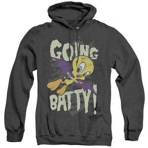 AN OFFCIALLY LICENSED LOONEY TUNES GOING BATTY ADULT UNISEX HEATHER PULLOVER HOODIE BLACK