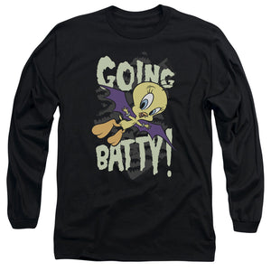 AN OFFCIALLY LICENSED LOONEY TUNES GOING BATTY MEN'S LONG SLEEVE T-SHIRT BLACK