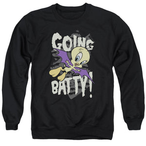 AN OFFCIALLY LICENSED LOONEY TUNES GOING BATTY ADULT UNISEX CREWNECK SWEATSHIRT BLACK