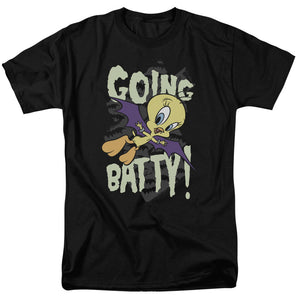 AN OFFCIALLY LICENSED LOONEY TUNES GOING BATTY MEN'S REGULAR FIT T-SHIRT BLACK