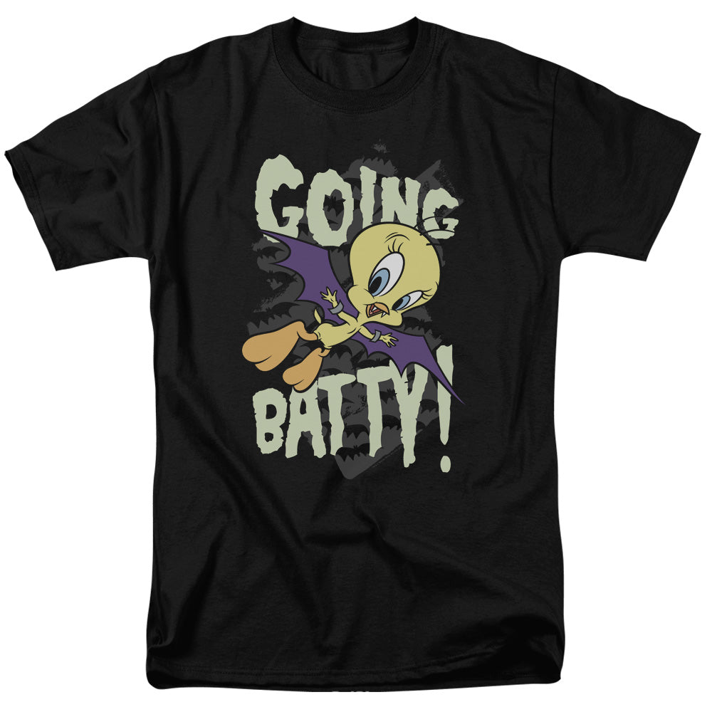 AN OFFCIALLY LICENSED LOONEY TUNES GOING BATTY MEN'S REGULAR FIT T-SHIRT BLACK