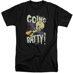 AN OFFCIALLY LICENSED LOONEY TUNES GOING BATTY MEN'S TALL FIT T-SHIRT BLACK