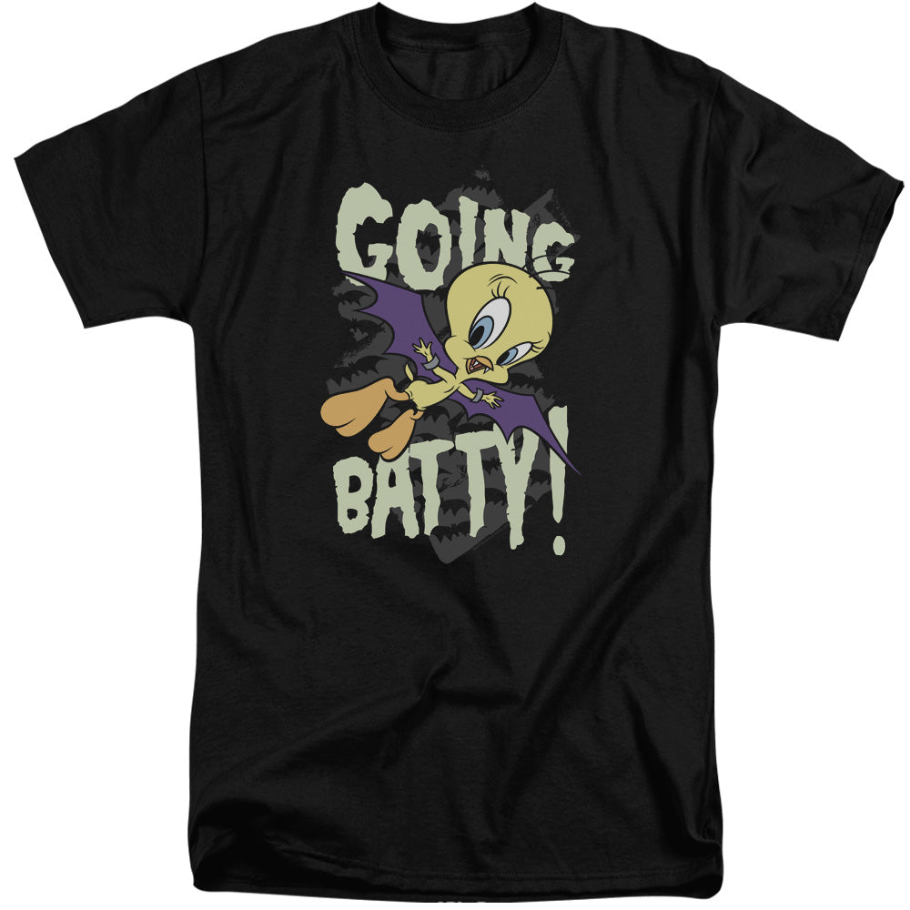AN OFFCIALLY LICENSED LOONEY TUNES GOING BATTY MEN'S TALL FIT T-SHIRT BLACK
