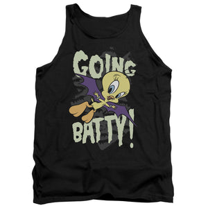 AN OFFCIALLY LICENSED LOONEY TUNES GOING BATTY ADULT UNISEX TANK TOP BLACK