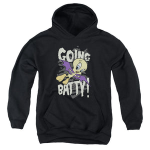 AN OFFCIALLY LICENSED LOONEY TUNES GOING BATTY YOUTH HOODIE BLACK