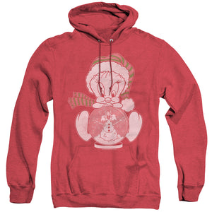 AN OFFCIALLY LICENSED LOONEY TUNES TWEEY GLOBE ADULT UNISEX HEATHER PULLOVER HOODIE RED