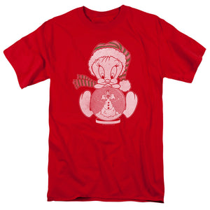 AN OFFCIALLY LICENSED LOONEY TUNES TWEEY GLOBE MEN'S REGULAR FIT T-SHIRT RED
