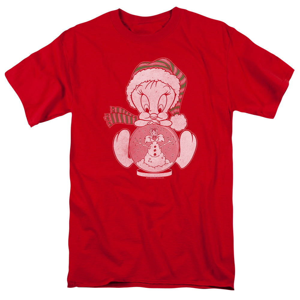 AN OFFCIALLY LICENSED LOONEY TUNES TWEEY GLOBE MEN'S REGULAR FIT T-SHIRT RED