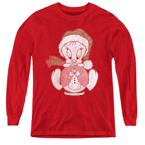AN OFFCIALLY LICENSED LOONEY TUNES TWEEY GLOBE YOUTH LONG SLEEVE T-SHIRT RED
