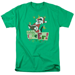 AN OFFCIALLY LICENSED LOONEY TUNES CHEER SYLVESTER MEN'S REGULAR FIT T-SHIRT KELLY GREEN