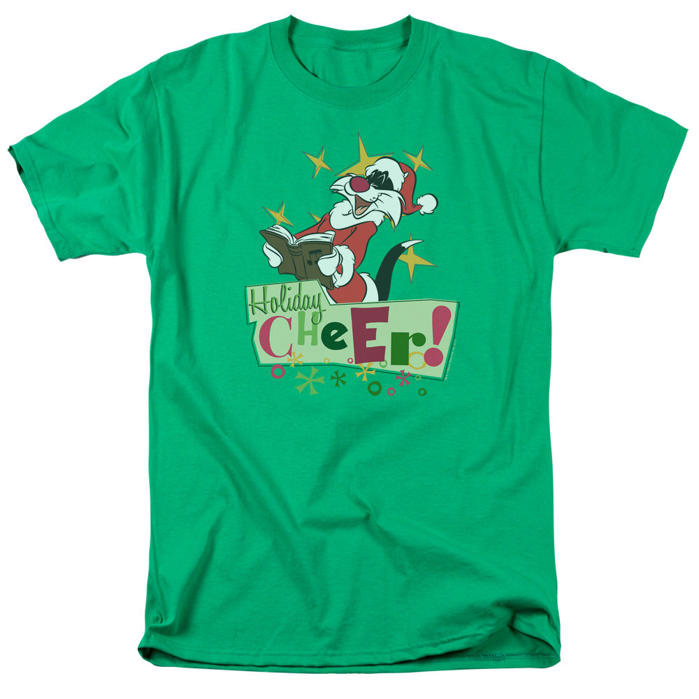 AN OFFCIALLY LICENSED LOONEY TUNES CHEER SYLVESTER MEN'S REGULAR FIT T-SHIRT KELLY GREEN