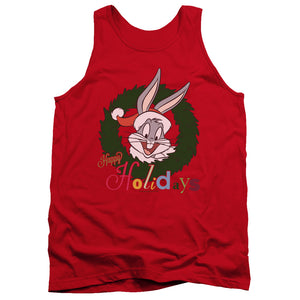 AN OFFCIALLY LICENSED LOONEY TUNES HOLIDAY BUNNY ADULT UNISEX TANK TOP RED