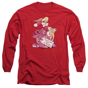 AN OFFCIALLY LICENSED LOONEY TUNES LOLA PRESENT MEN'S LONG SLEEVE T-SHIRT RED