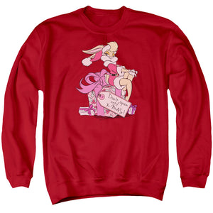 AN OFFCIALLY LICENSED LOONEY TUNES LOLA PRESENT ADULT UNISEX CREWNECK SWEATSHIRT RED