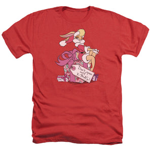 AN OFFCIALLY LICENSED LOONEY TUNES LOLA PRESENT MEN'S HEATHER T-SHIRT RED