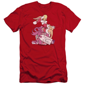 AN OFFCIALLY LICENSED LOONEY TUNES LOLA PRESENT MEN'S PREMIUM SLIM FIT T-SHIRT RED