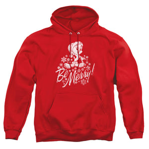 AN OFFCIALLY LICENSED LOONEY TUNES MERRY TWEETY ADULT UNISEX PULLOVER HOODIE RED