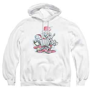 AN OFFCIALLY LICENSED LOONEY TUNES HOLIDAY SKETCH ADULT UNISEX PULLOVER HOODIE WHITE