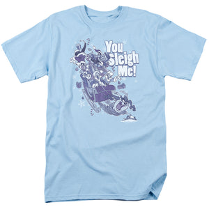 AN OFFCIALLY LICENSED LOONEY TUNES YOU SLEIGH ME MEN'S REGULAR FIT T-SHIRT LIGHT BLUE