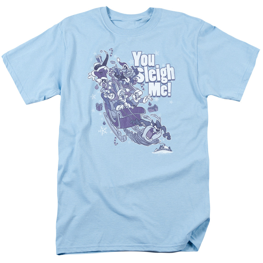 AN OFFCIALLY LICENSED LOONEY TUNES YOU SLEIGH ME MEN'S REGULAR FIT T-SHIRT LIGHT BLUE