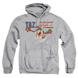 AN OFFCIALLY LICENSED LOONEY TUNES TAZ FOR PREZ 3 ADULT UNISEX PULLOVER HOODIE ATHLETIC HEATHER