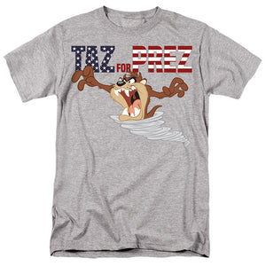 AN OFFCIALLY LICENSED LOONEY TUNES TAZ FOR PREZ 3 MEN'S REGULAR FIT T-SHIRT ATHLETIC HEATHER