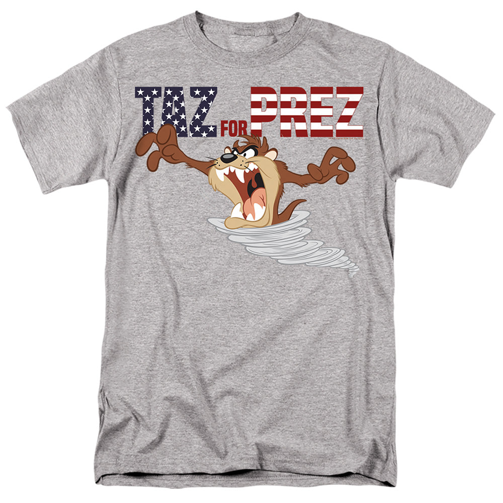 AN OFFCIALLY LICENSED LOONEY TUNES TAZ FOR PREZ 3 MEN'S REGULAR FIT T-SHIRT ATHLETIC HEATHER