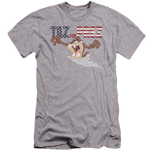 AN OFFCIALLY LICENSED LOONEY TUNES TAZ FOR PREZ 3 MEN'S PREMIUM SLIM FIT T-SHIRT ATHLETIC HEATHER