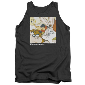 AN OFFCIALLY LICENSED LOONEY TUNES SQUAD GOALS ADULT UNISEX TANK TOP CHARCOAL