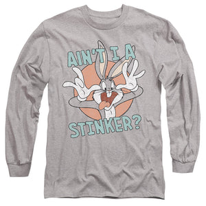 AN OFFCIALLY LICENSED LOONEY TUNES AINT I A STINKER MEN'S LONG SLEEVE T-SHIRT ATHLETIC HEATHER