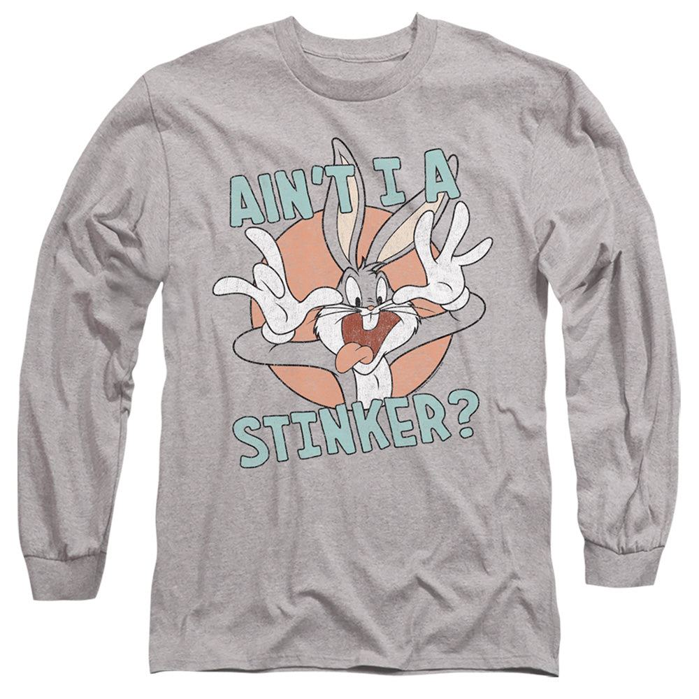 AN OFFCIALLY LICENSED LOONEY TUNES AINT I A STINKER MEN'S LONG SLEEVE T-SHIRT ATHLETIC HEATHER