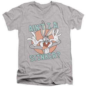 AN OFFCIALLY LICENSED LOONEY TUNES AINT I A STINKER MEN'S V-NECK T-SHIRT ATHLETIC HEATHER