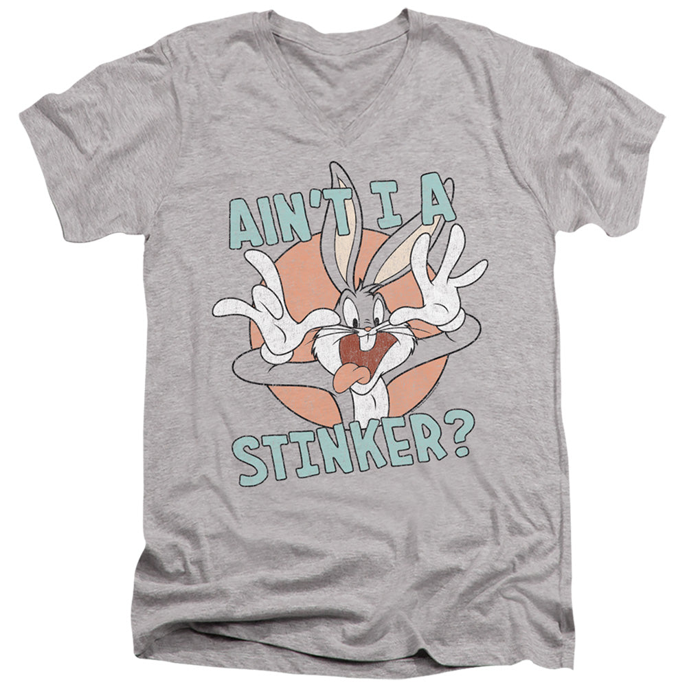 AN OFFCIALLY LICENSED LOONEY TUNES AINT I A STINKER MEN'S V-NECK T-SHIRT ATHLETIC HEATHER