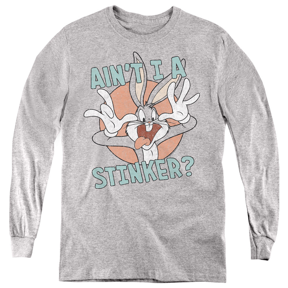 AN OFFCIALLY LICENSED LOONEY TUNES AINT I A STINKER YOUTH LONG SLEEVE T-SHIRT ATHLETIC HEATHER