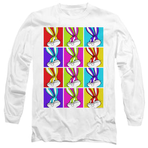 AN OFFCIALLY LICENSED LOONEY TUNES BUGS TILES MEN'S LONG SLEEVE T-SHIRT WHITE