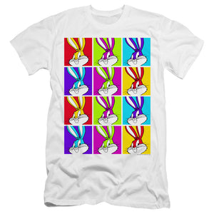 AN OFFCIALLY LICENSED LOONEY TUNES BUGS TILES MEN'S PREMIUM SLIM FIT T-SHIRT WHITE