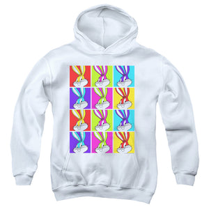 AN OFFCIALLY LICENSED LOONEY TUNES BUGS TILES YOUTH HOODIE WHITE