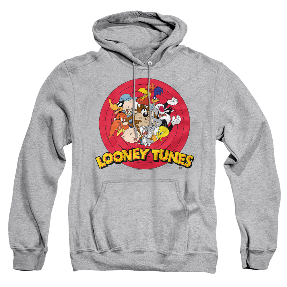 AN OFFCIALLY LICENSED LOONEY TUNES GROUP ADULT UNISEX PULLOVER HOODIE ATHLETIC HEATHER