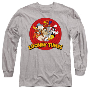AN OFFCIALLY LICENSED LOONEY TUNES GROUP MEN'S LONG SLEEVE T-SHIRT ATHLETIC HEATHER