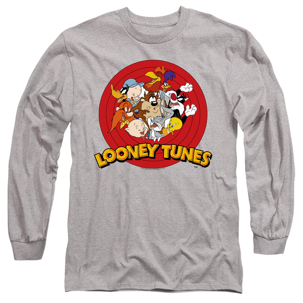 AN OFFCIALLY LICENSED LOONEY TUNES GROUP MEN'S LONG SLEEVE T-SHIRT ATHLETIC HEATHER