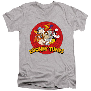 AN OFFCIALLY LICENSED LOONEY TUNES GROUP MEN'S V-NECK T-SHIRT ATHLETIC HEATHER
