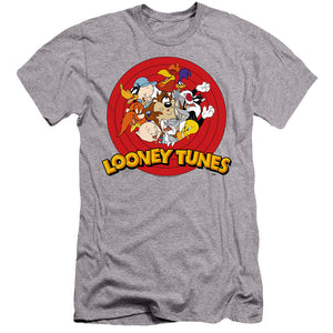 AN OFFCIALLY LICENSED LOONEY TUNES GROUP MEN'S PREMIUM SLIM FIT T-SHIRT ATHLETIC HEATHER